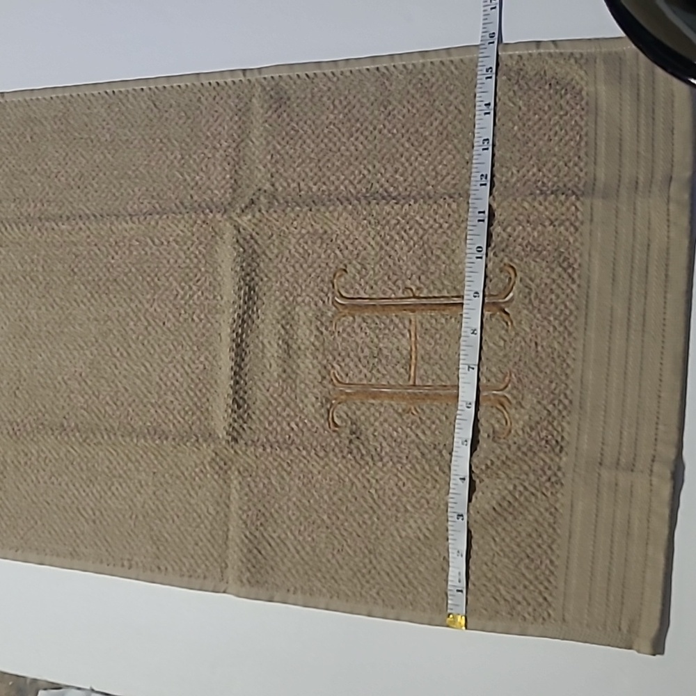 Embroidered H on a tan  dish towel  26 L X 15 1/2 W - Picture 4 of 6